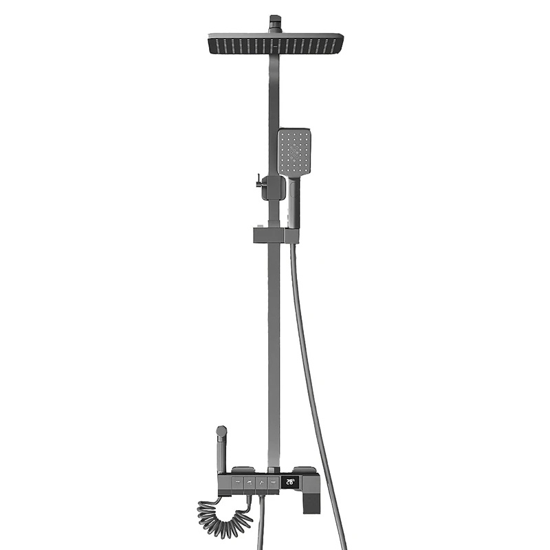 Grey/White/Black/Black Gold/Plating Piano Keys Full Copper Shower Faucet Starlight Thermostatic Digital Display Shower Set