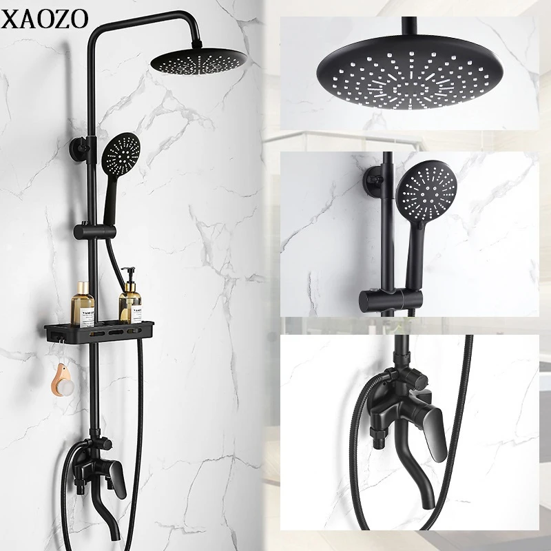 Bathroom Brass Shower Set Black Head Bath Showers Mixer with Hand Shower Faucet Rainfall Mixer tap Showers with spary