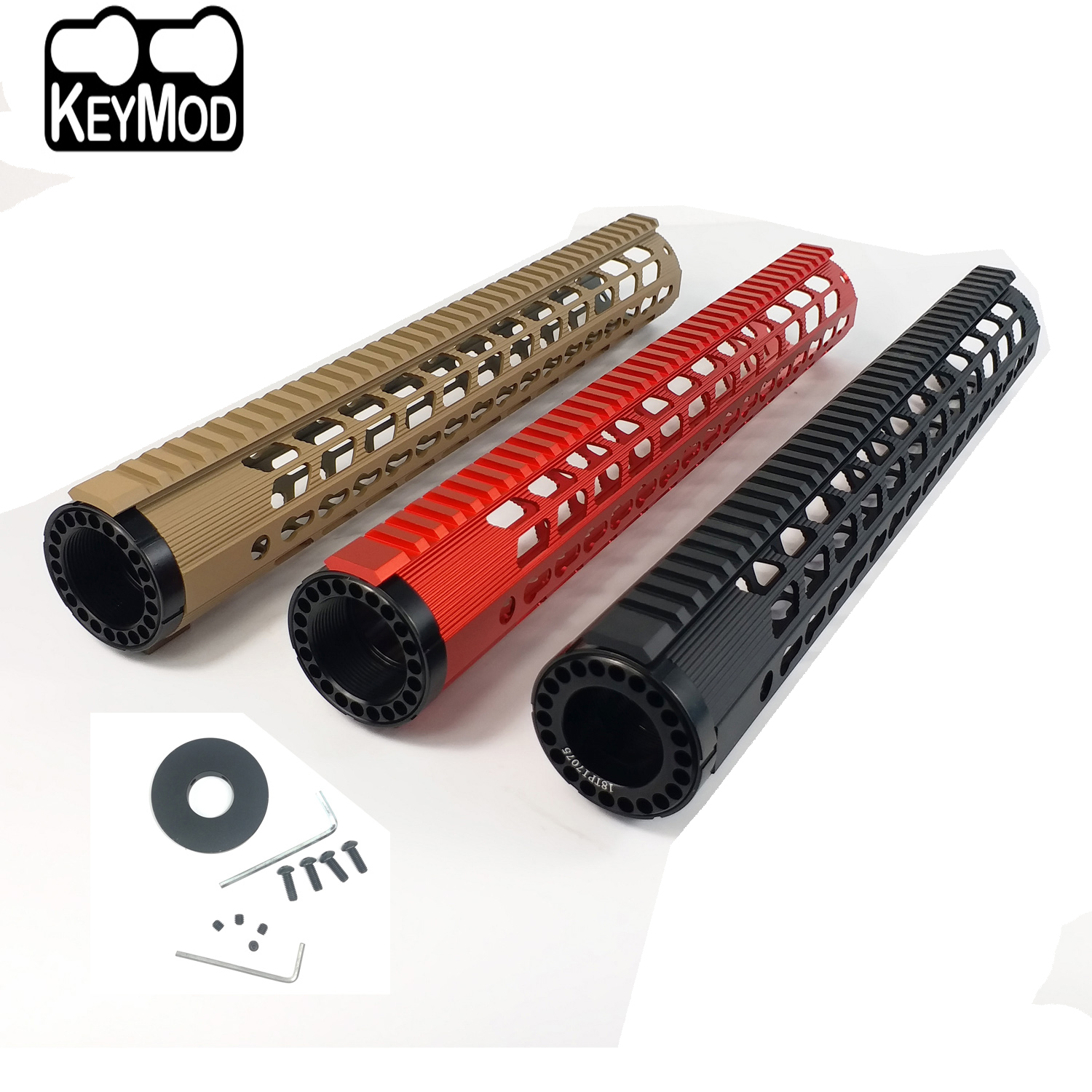 15 Inch Keymod Handguard Rail Picatinny Rail Mount System Fits .308/7.62(AR10) Spec Black/Tan/Red color LRK308-x