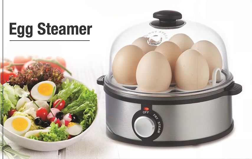  Stainless steel Multi-function Egg Steamer with egg piercer integrated in the bottom of measuring cup