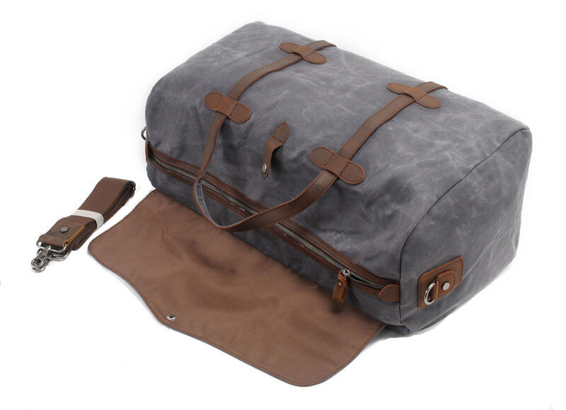 Custom Men Women Large Capacity Waxed Canvas Waterproof Weekender Sports Travel Duffle Bag