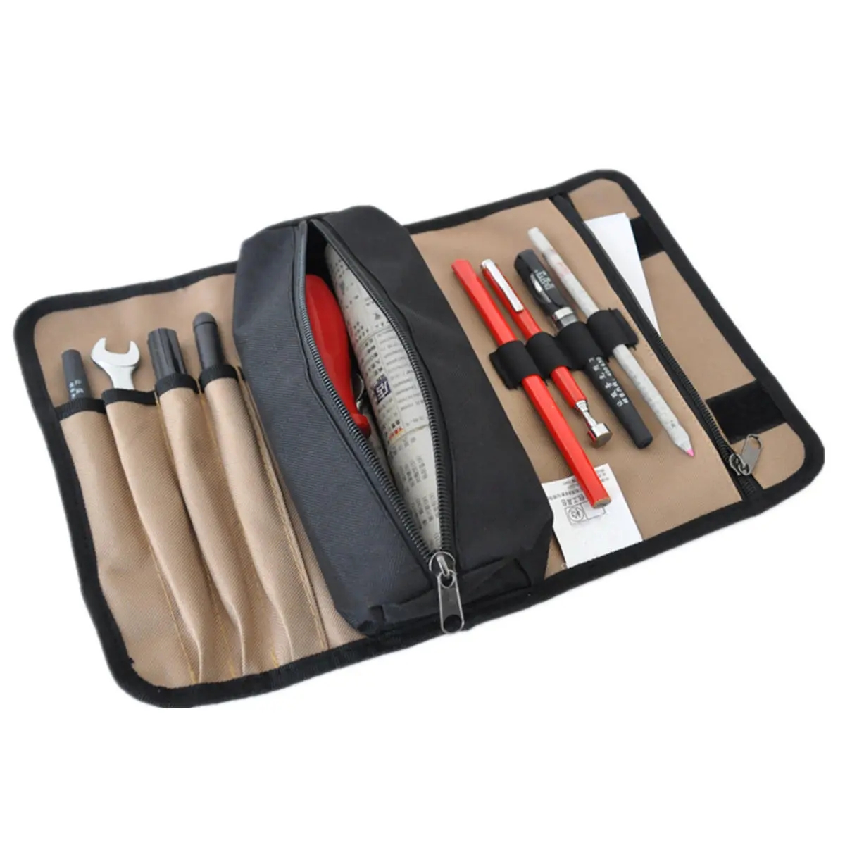 Durable Waterproof Canvas Electrician Roll Up Hardware Tool Bag For Tool Storage