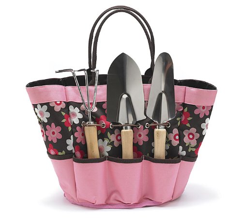  Pink Garden Tool Tote Storage Bag with 8 Pockets Home Organizer for Indoor and Outdoor Gardening Tool Kit Holder