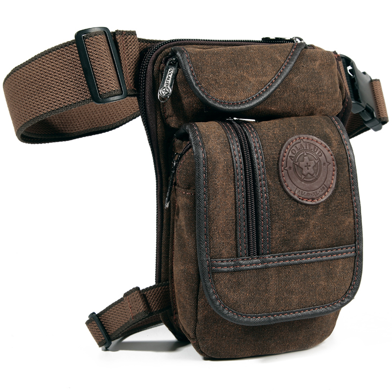 Fashion Canvas ANTI-THEFT Barrel-shaped Zipper Unisex Motorcycle Drop Waist Leg Bag CS-501242