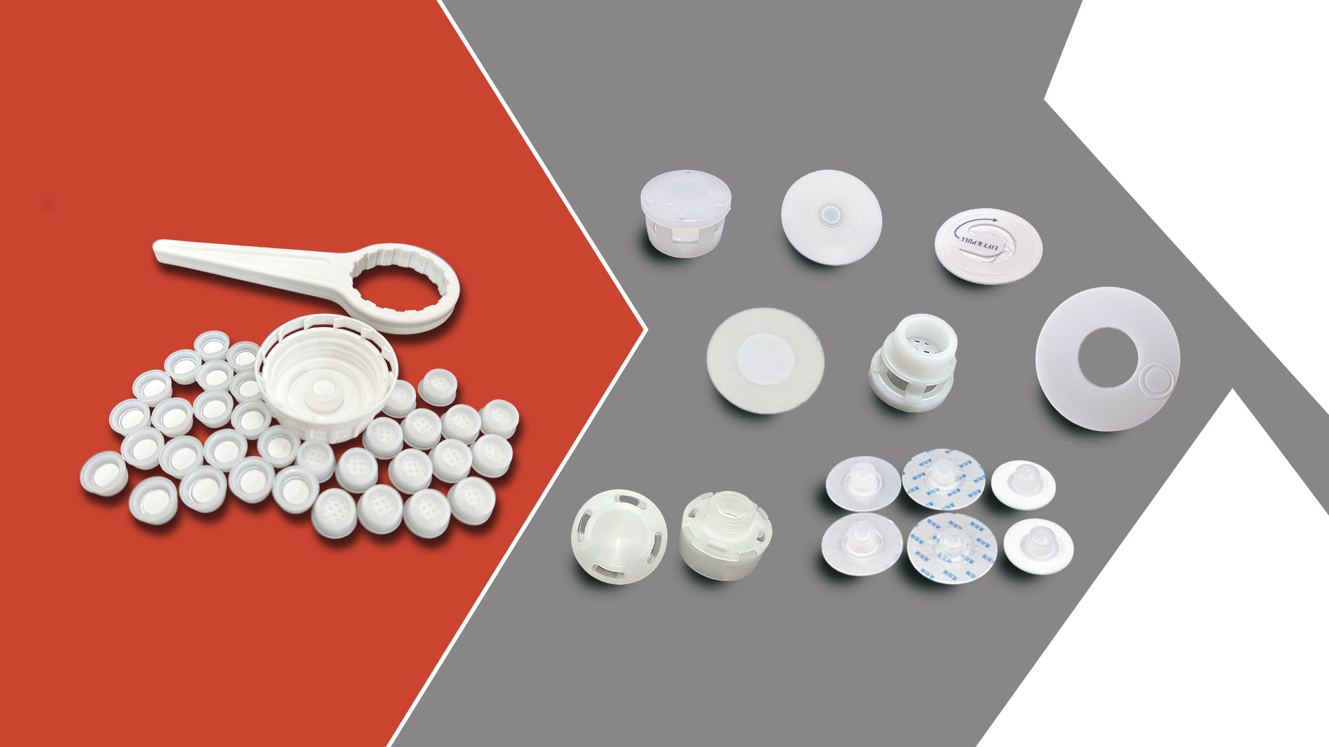 Plastic packaging components (rubber, plastic)
