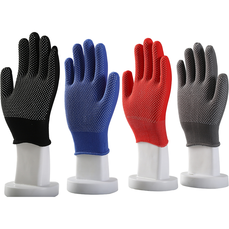 4SAFETY Gray Flexible Free Sample PVC Dot Polyester Strong Grip Gloves