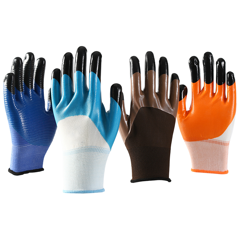 4SAFETY Nitrile Half Coated Polyester Grip Industrial Safety Work Gloves