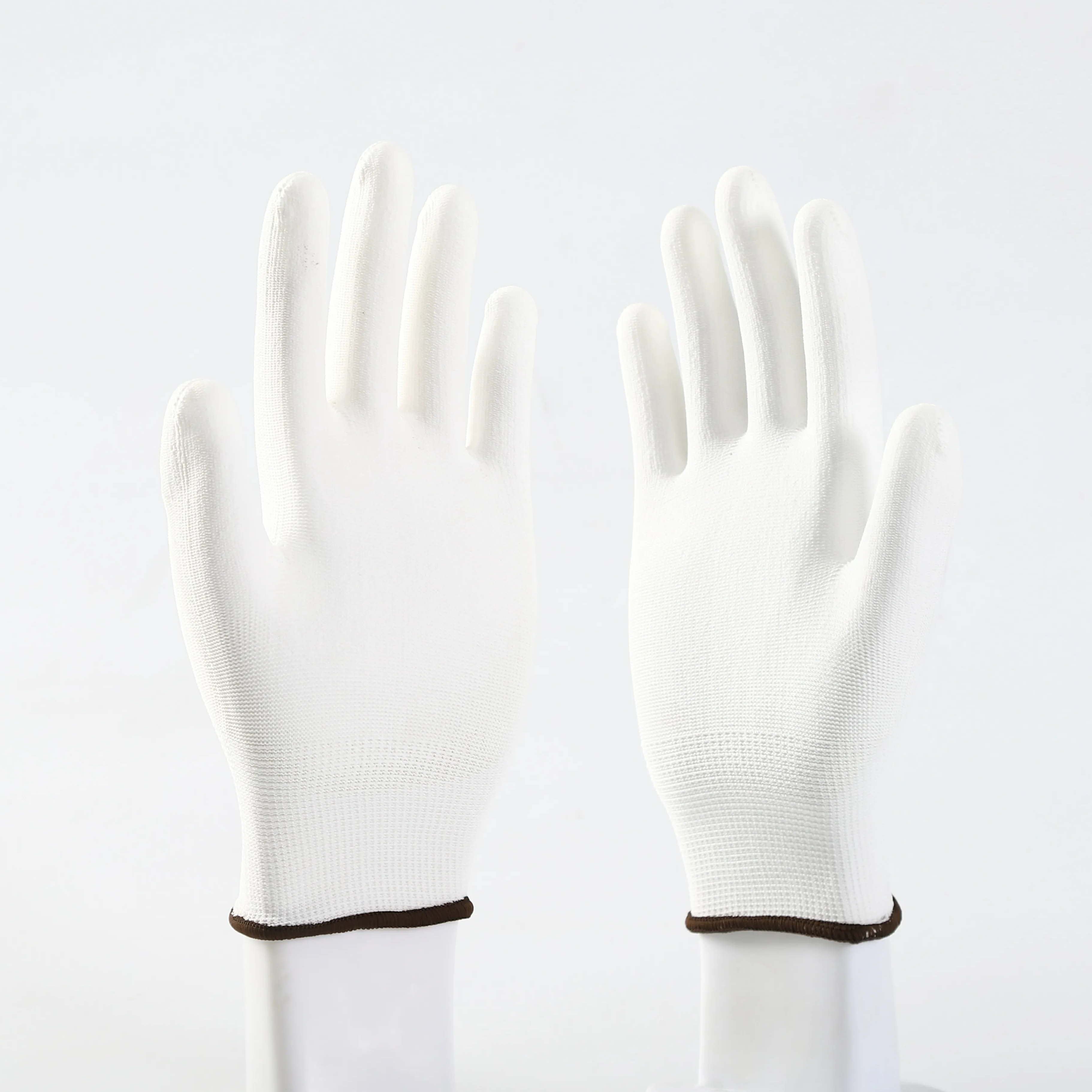 13G PU coated Polyester Gloves Palm dipped with PU light weight safety gloves