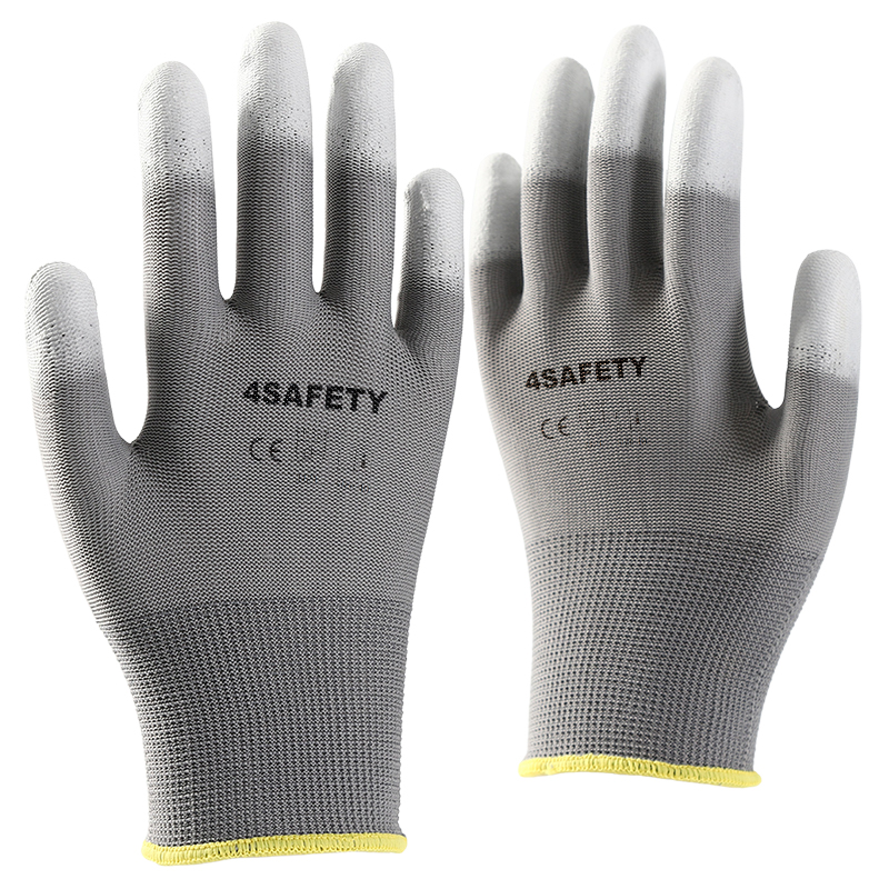Wholesale Cheap 13G Polyester PU Dipped Finger Working Gloves
