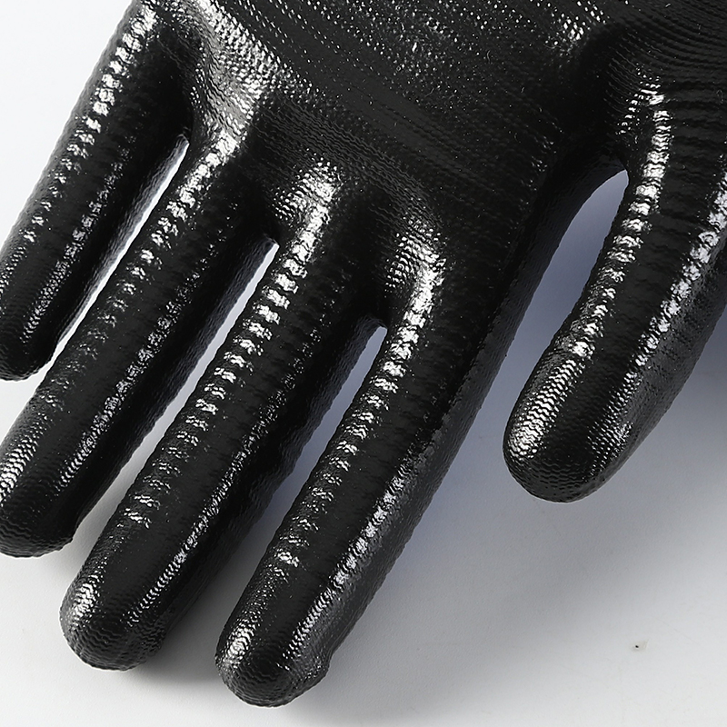 China Suppliper Good Quality Black Blue Nitrile Coated Cheap Work Gloves