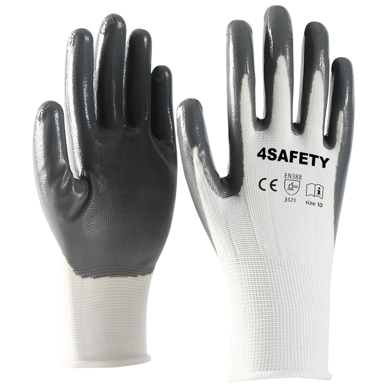 13G Polyester Nitrile Gloves Guantes De Trabajo Protective Working Gloves Safe Hand Gloves For Sale