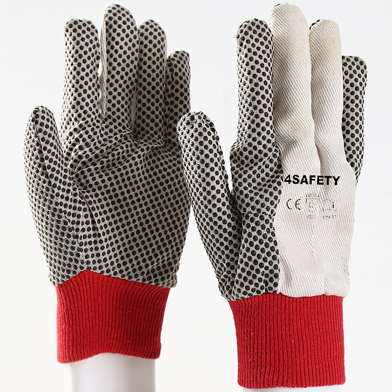 China Factory Working Gloves Canvas PVC Dotted Glove For Oilfield