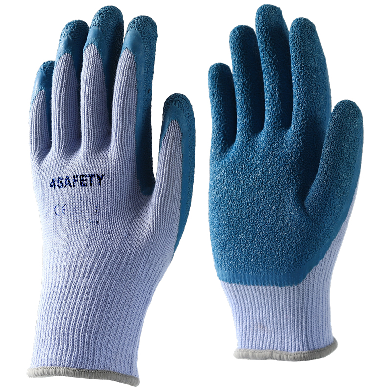 Factory Directly Sale 13G Cotton Liner Crinkle Latex Coated Gloves For Sale