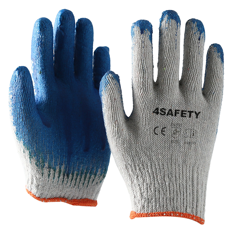 Competitive Price Blue And White Color Latex Coated Glove 10 Gauge Construction Garden Glove