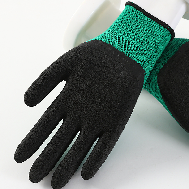 Industrial Hand Gloves Black Custom Latex Coated Gloves