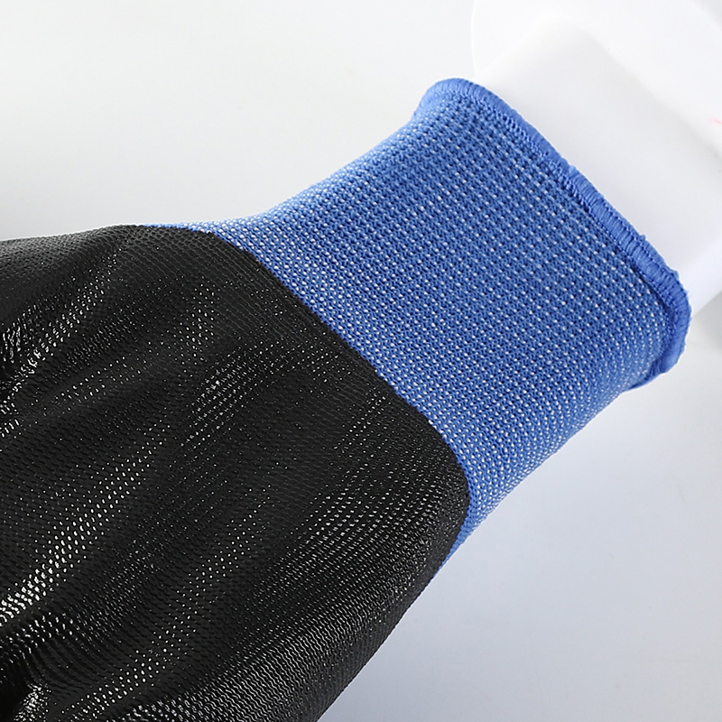 Custom 13 Gauge Black Nitrile Coated Blue Work Safety Gloves