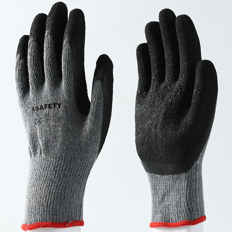 Non Slip Coating Palm Coated Crinkle Latex Protection Safety Work Gloves