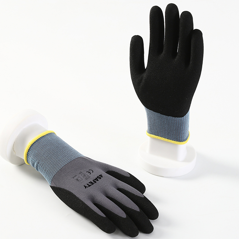 Durable Nylon Spandex Liner Sandy Nitrile Coated Guantes Anti Abrasion Grip Slip Resistant Universal Safety Work Garden Gloves