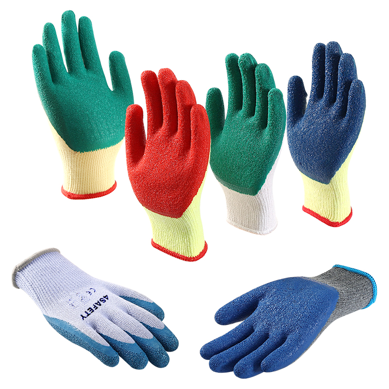 Promotional Great Grip Anti Slip Comfortable Cotton Liner Crinkle Latex Coated Gloves For Construction