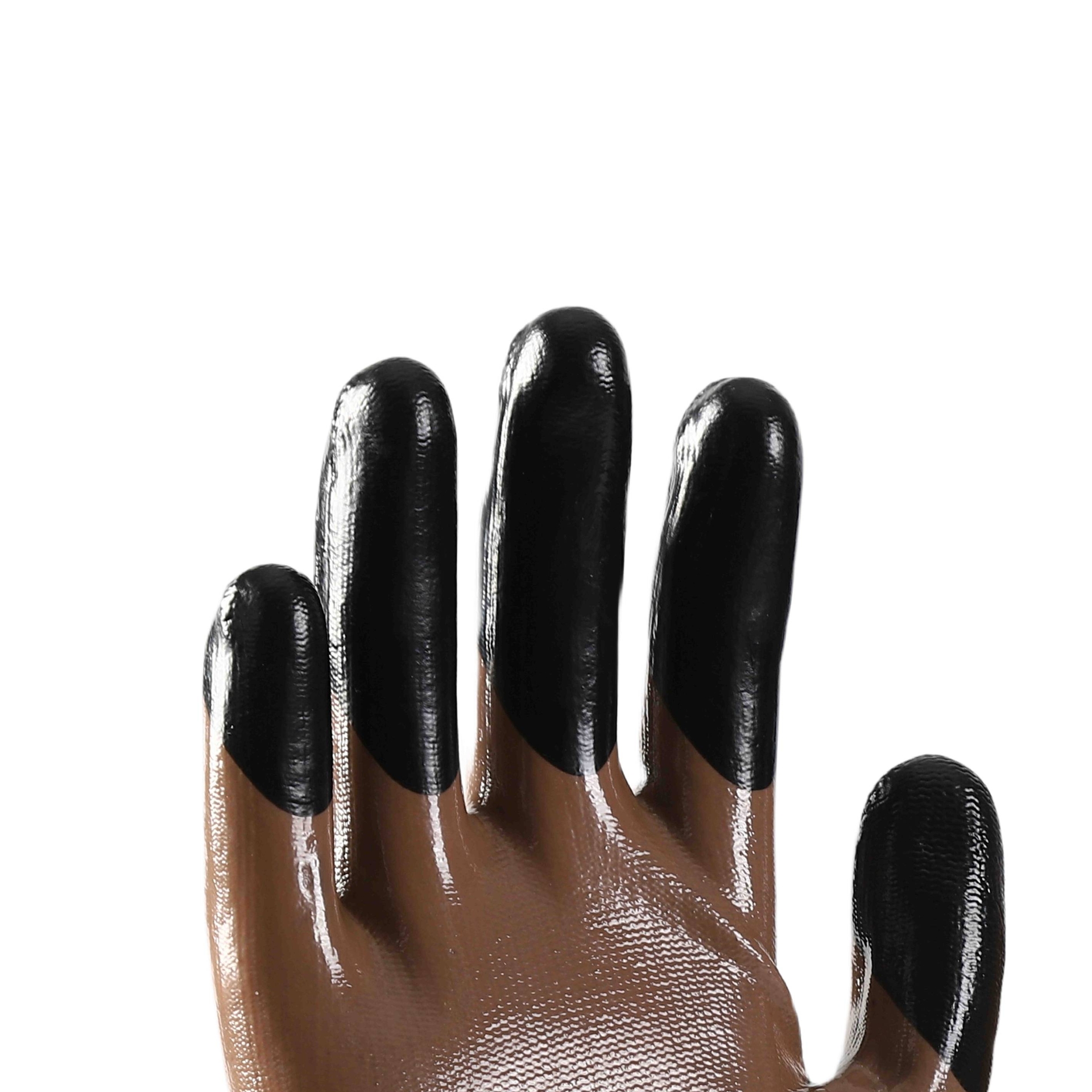                 Brown polyester with brown nitrile Half Coated  Gloves            