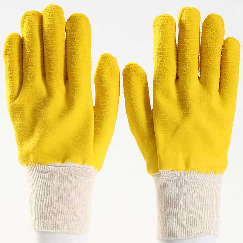 Cheap Polyester Liner Latex Coated Knit Wrist Working Gloves Construction Gloves