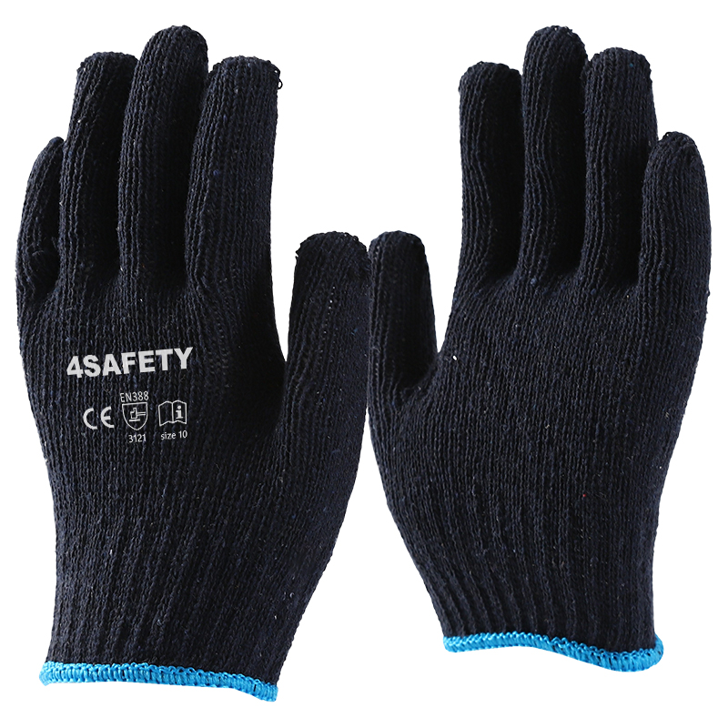 Wholesale Black Cotton Competitive Price Coated Grip Well Anti-Slip String Knitted Gloves