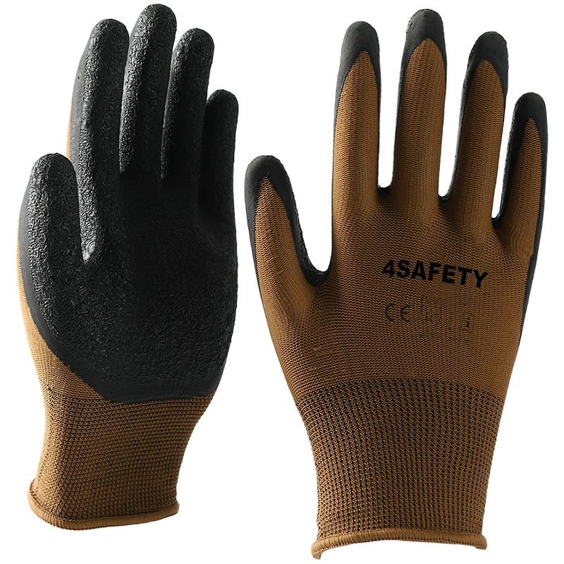 Guantes Wholesale Coated Latex Glove Men&#39;s Crinkle Latex Coated Safety Working Gloves