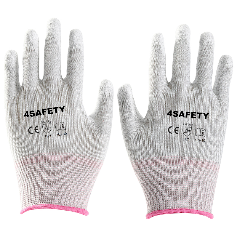 Custom Coated Pu 13G Anti Static Work Industrial Pu Gloves For Construction Workers Use