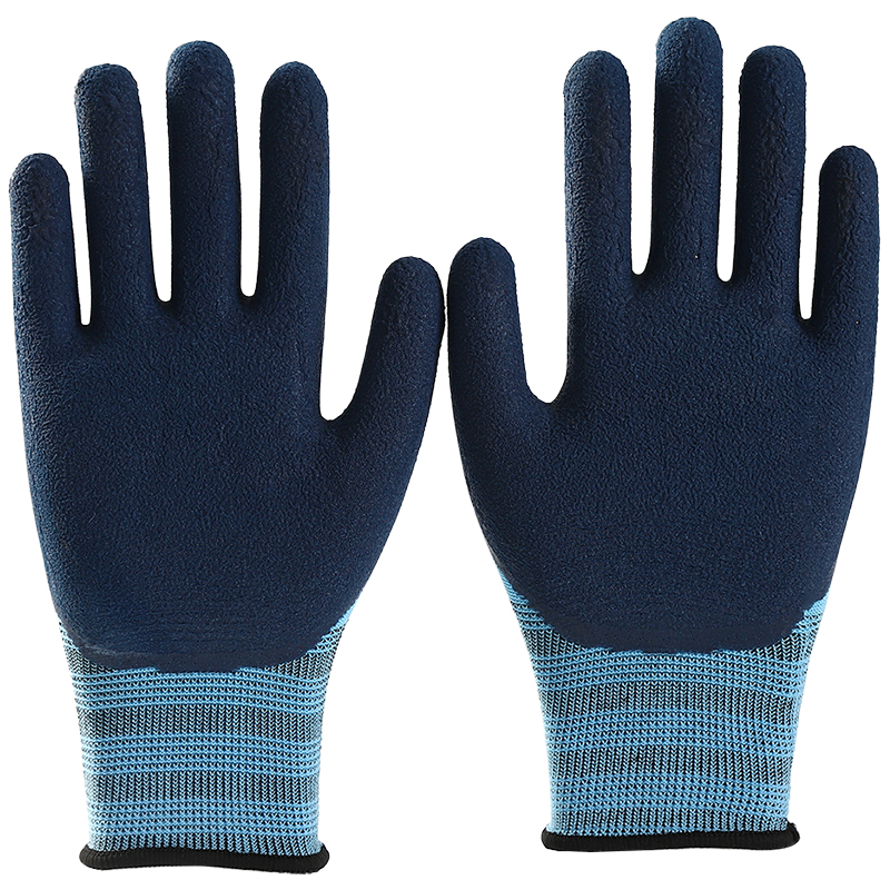 Blue Foam Latex Coated Gloves