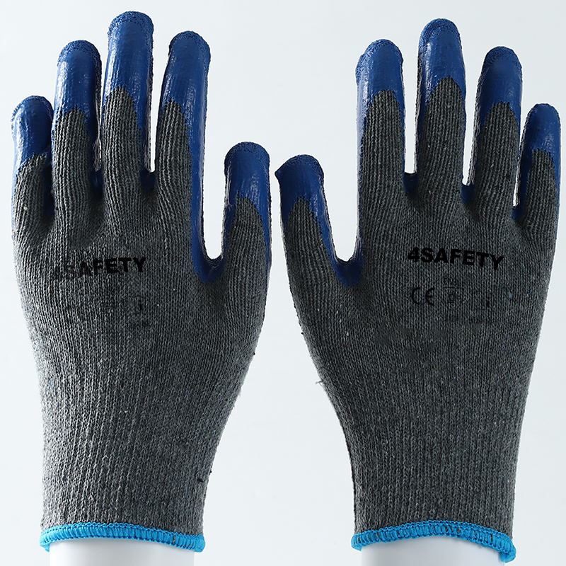 OEM Crinkle Latex Construction Protective Gloves 10G Cotton Lining Hand Gloves For Worker