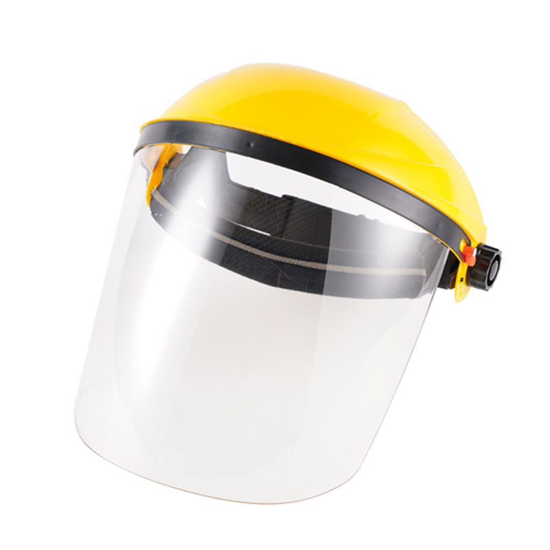 Custom Transparent PC Visor Protective Face Shield Yellow PP Headgear For Industry