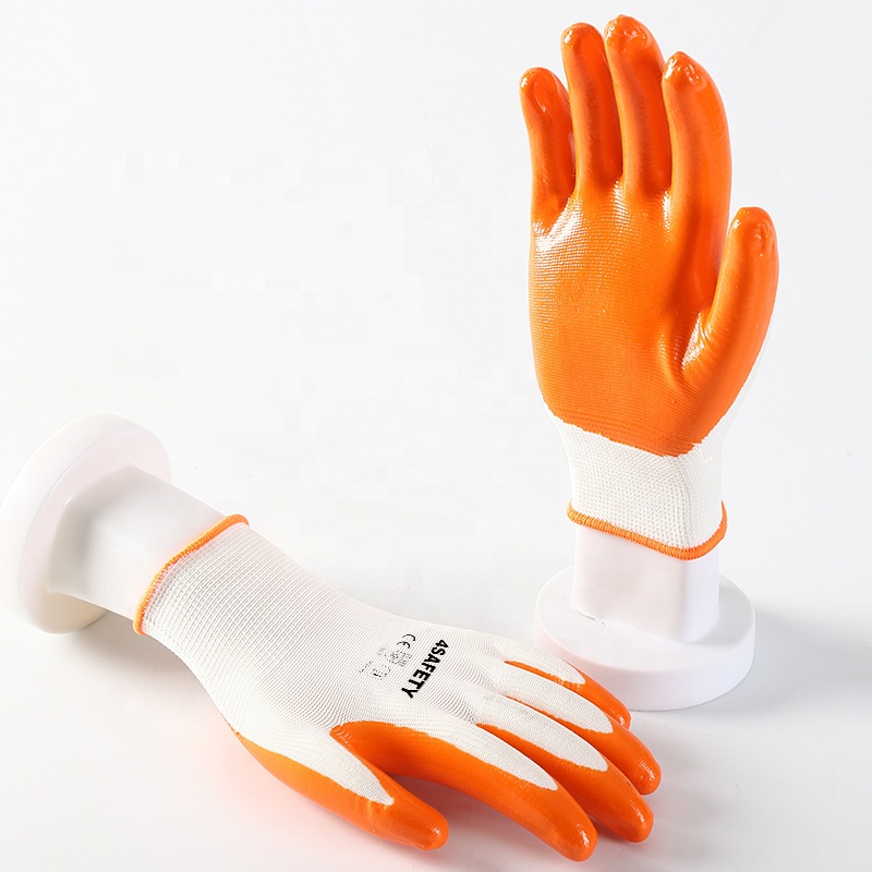 Competitive Price Polyester Shell Nitrile Coated Garden Construction Industrial Safety Work Gloves