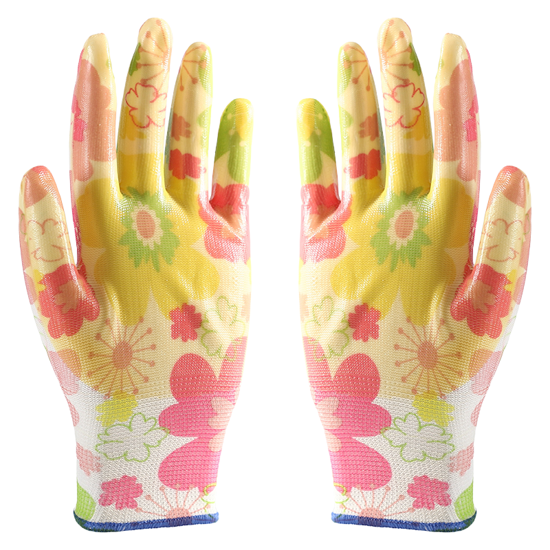 Polyester Colorful Nitrile Coating Guantes Smooth Hand Gloves
