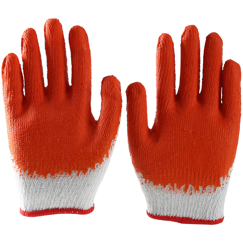 China Supplier Wholesale Industrial Polyester Cotton Latex Coated Anti Slip Construction Safety Work Gloves