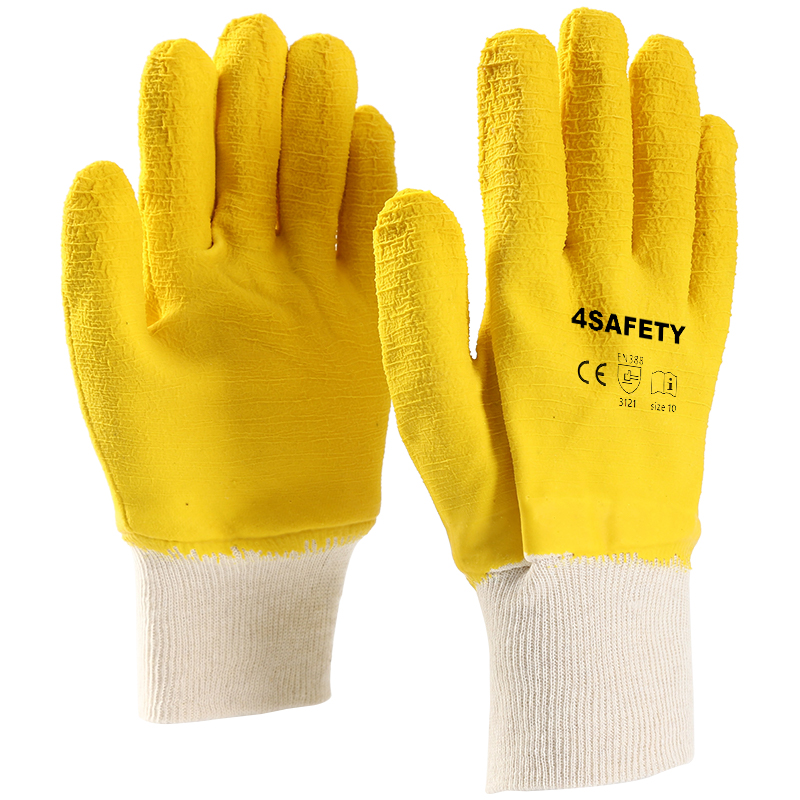 Oem Heavy Duty Latex Coated Knit Wrist Working Gloves For Sale