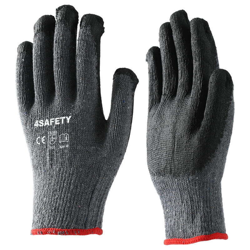 Safety Nonslip Knitted Hand Latex Coated General Garden Work Cotton Gloves