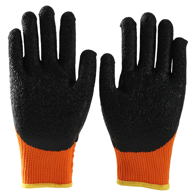 Custom Thermal Warm Half Crinkle Latex Coated Work Gloves For Sale