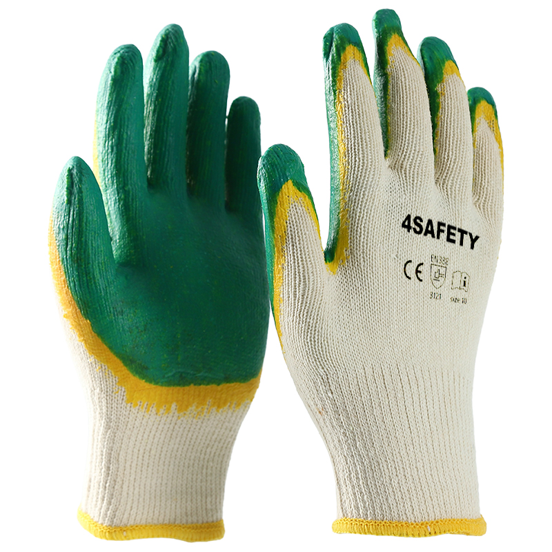 Best Quality 10Gauge Latex Coated White Cotton Liner Safety Working Gloves For Sale