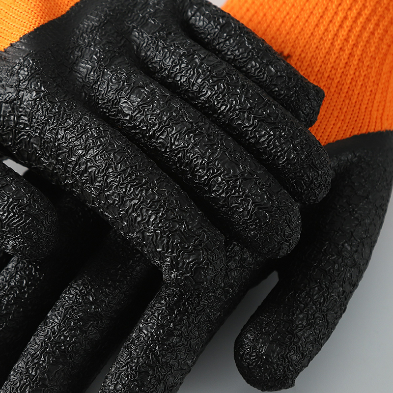 Custom Thermal Warm Half Crinkle Latex Coated Work Gloves For Sale