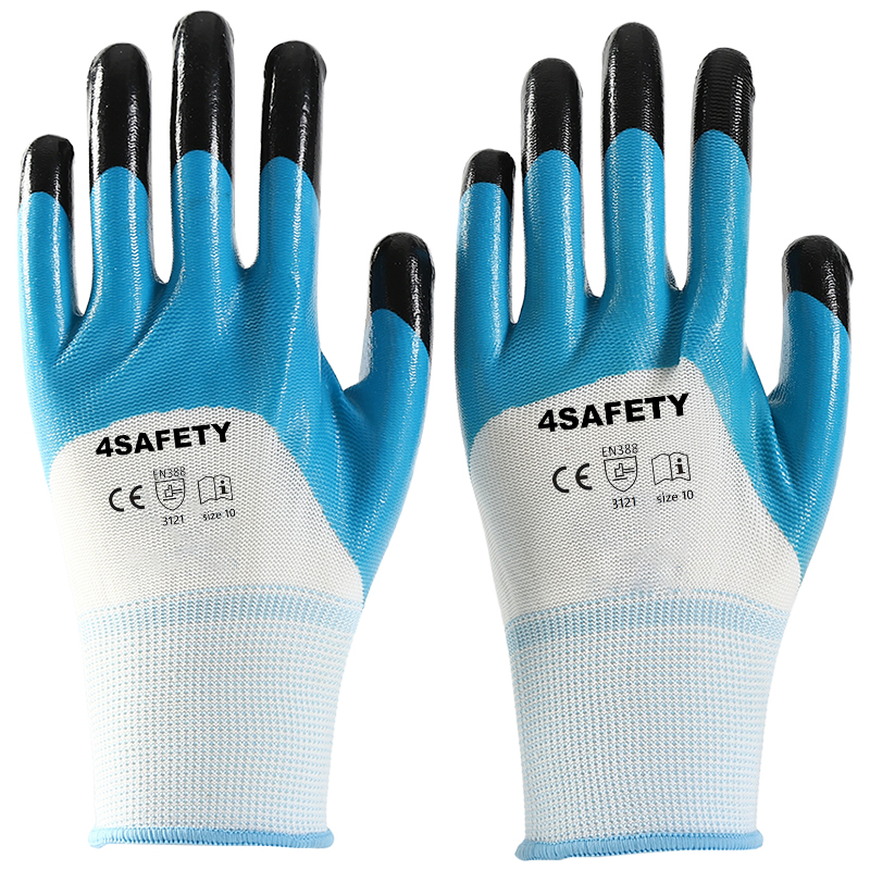 Higi Quality 13 Gauge Nitrile Palm Coated Anti-Slip Safety Work Gloves For Sale