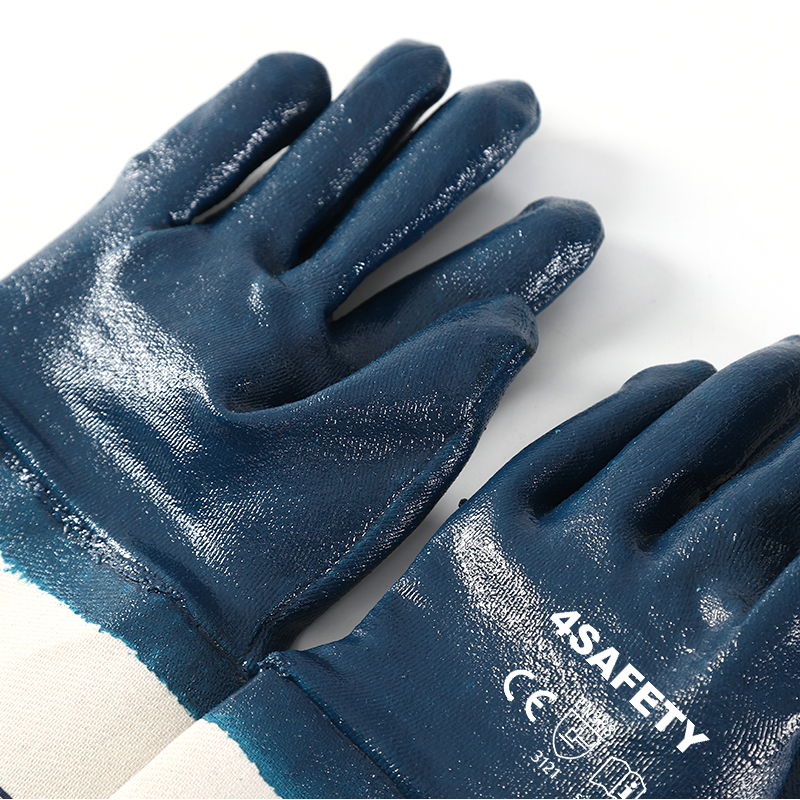 Competitive Price Safe Cuff Working Polyester Lining Nitrile Coated Work Gloves For Hand Protective
