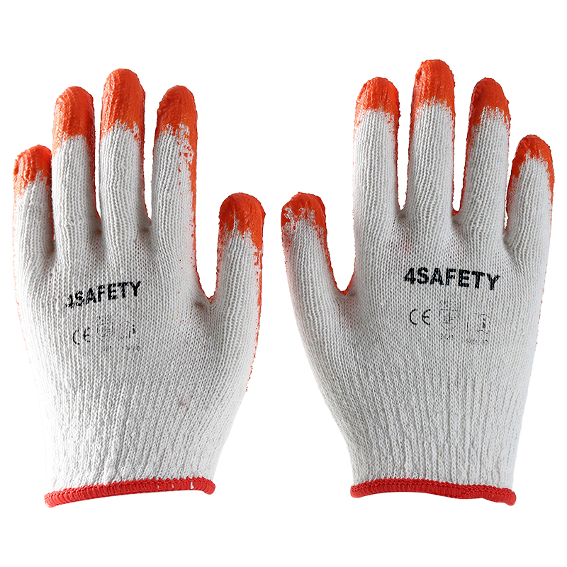 Top Sale Orange Latex Smooth Coated Cotton Gloves