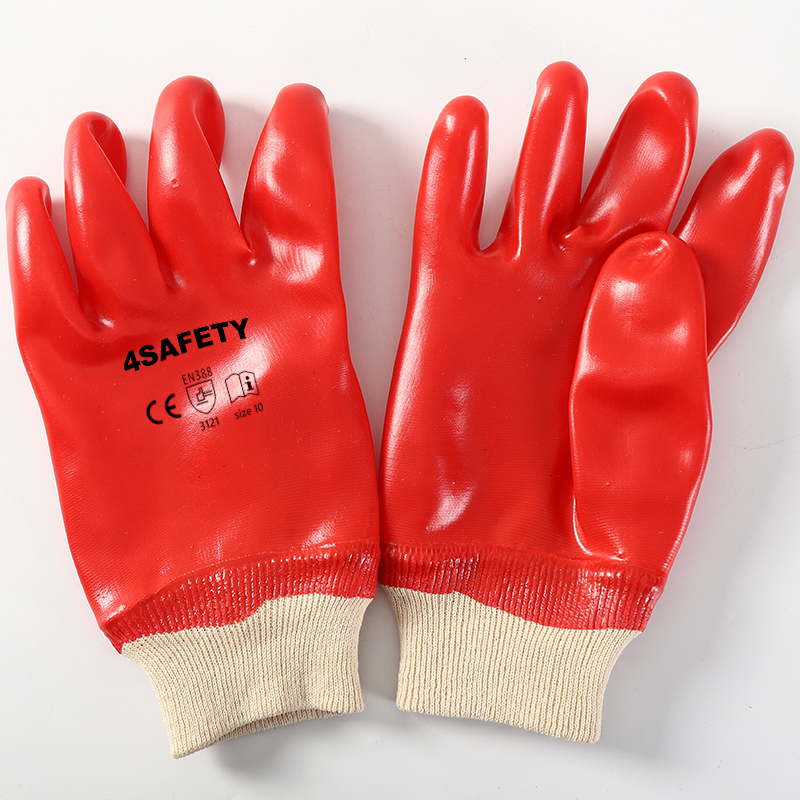 Top Sale Cotton Wrist Knitted Oil Proof Waterproof PVC Coated Gloves