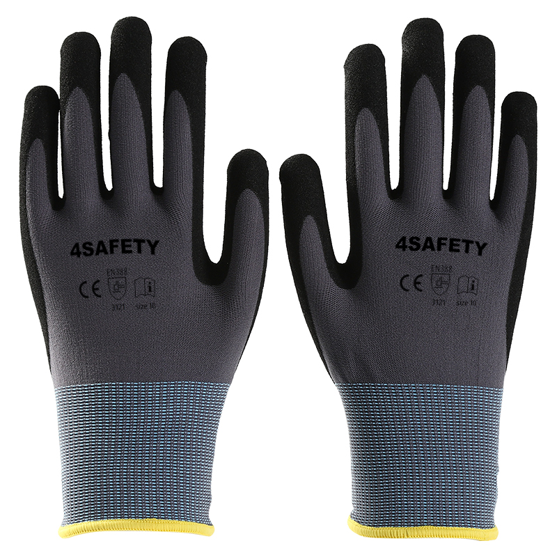 Nylon Spandex Liner Coated Nitrile Sandy Finish Palm Gloves