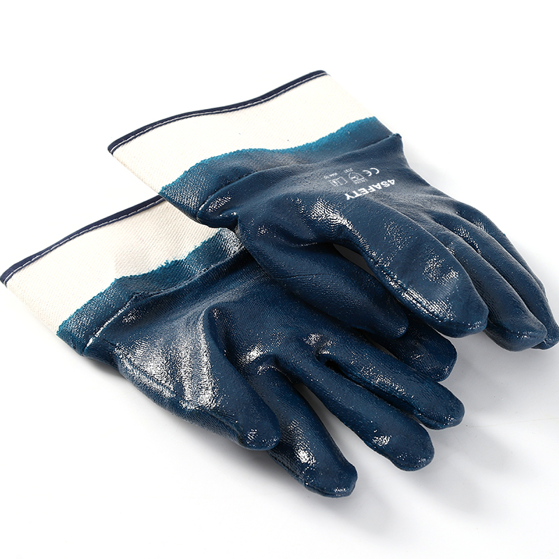                 Interlock safe cuff blue nitrile fully coating gloves            