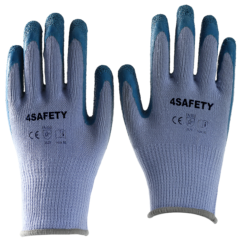                 Blue cotton  with blue latex crinkle coating gloves            