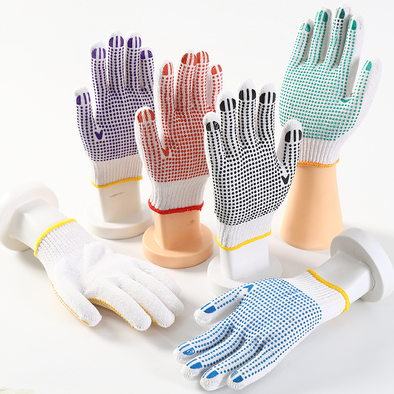 Cheap Non-Slip Blue Dot Gloves Cotton Knitted Gloves For Sale