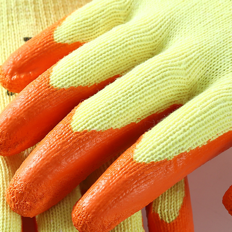 Promotional Great Grip Anti Slip Comfortable Cotton Liner Crinkle Latex Coated Gloves For Construction