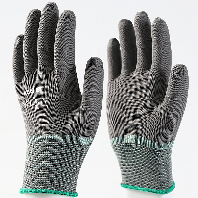 13 Gauge 20-25Cm Gray Polyester Safety Work Gloves For Garden Construction
