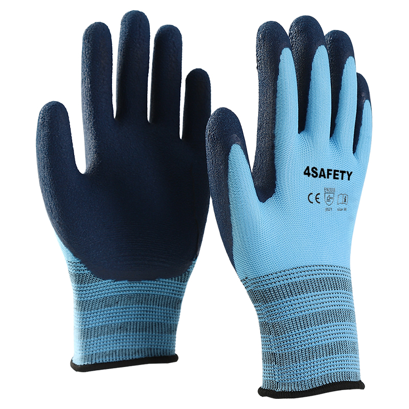 Free Sample 13G Blue Coating Foam Latex Safety Glove For Sale